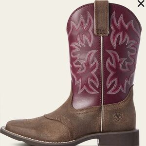 Ariat Burgundy and Brown Western Boots